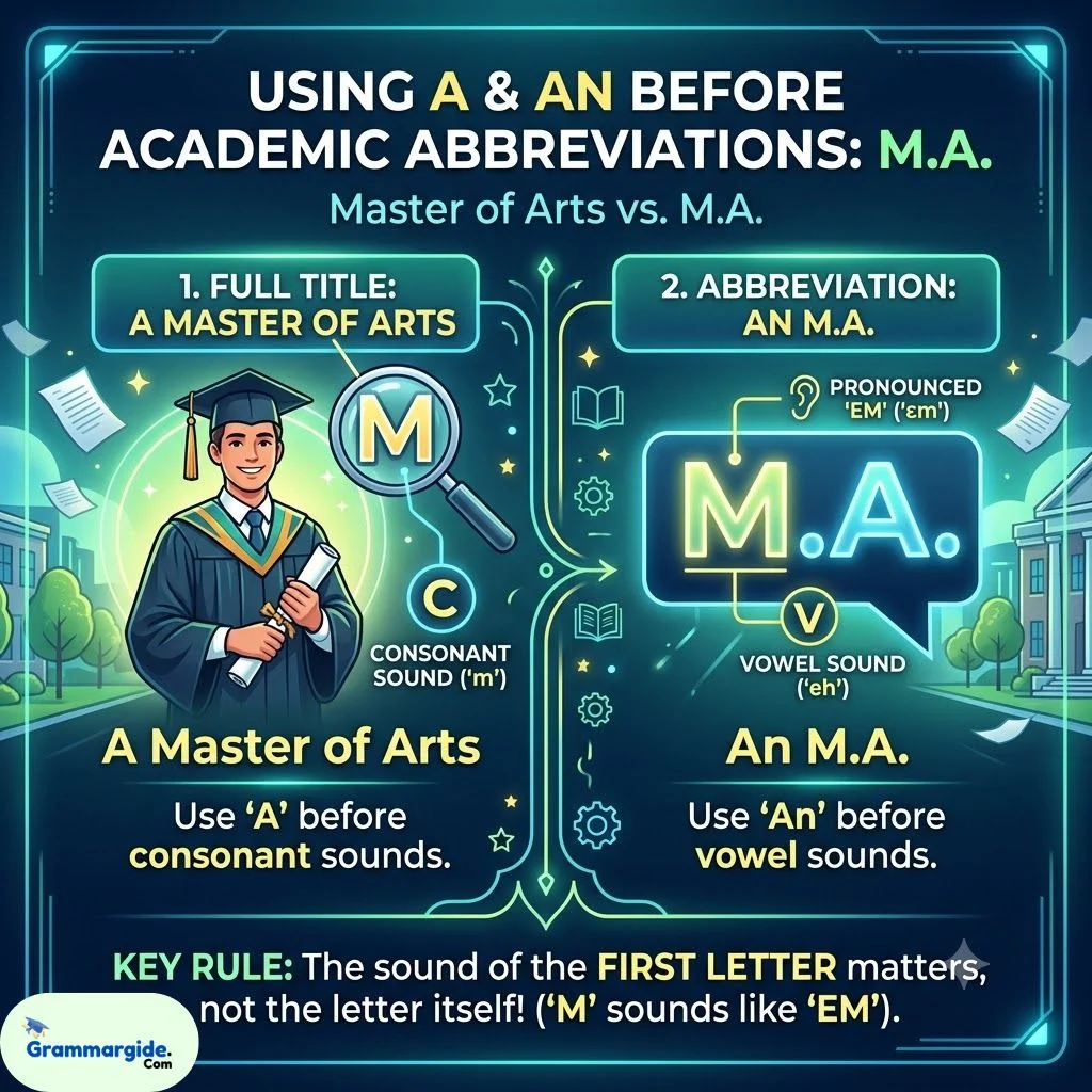 Using A And An Before Academic Abbreviations