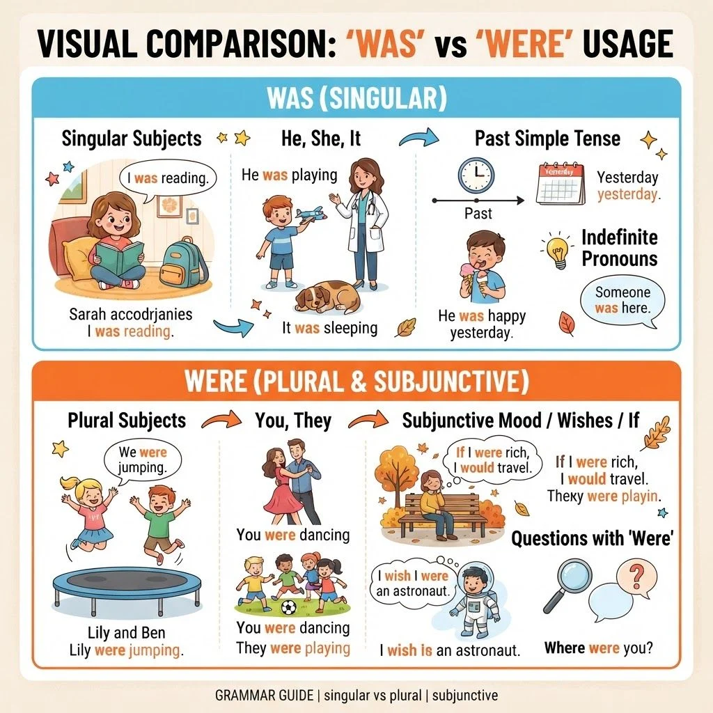 Visual Comparison Of Was Vs Were Usage
