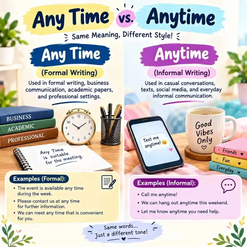 Any Time Or Anytime In Formal And Informal Writing